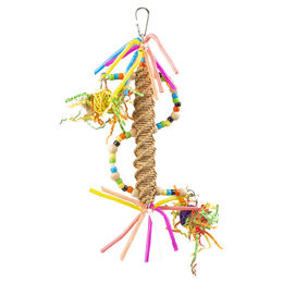 Produktbild von Duvo+ Spiral-Spielzeug für Vögel aus Stroh mit Weidenkugeln und Perlen bunt