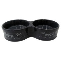 Produktbild von Duvo+ Stone Happy Cat Doppelter Futternapf aus Keramik Anthrazit