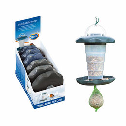 Duvo+ Teleskop-Futtersäule aus Kunststoff für Vögel in Grau und Blau – Bild 1 von 2