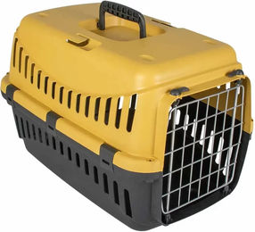 Duvo+ Transportbox Gipsy Eco für Hund und Katze mit Metalltür Gelb/Dunkelgrau Mini – Bild 1 von 2