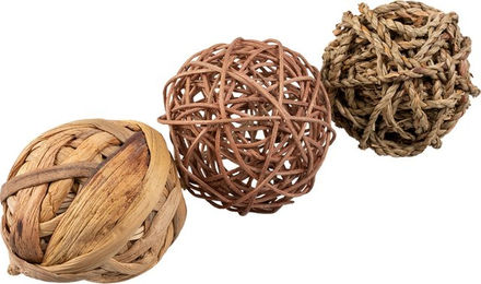 Duvo+ Trio Natur Spielbälle aus Naturmaterial für Kaninchen 10 cm – Bild 1 von 3