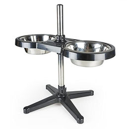 Produktbild von Duvo+ Twin Feeder X-Support Napfständer Größe L mit 2 Edelstahlschüsseln höhenverstellbar Schwarz - 1890 ml