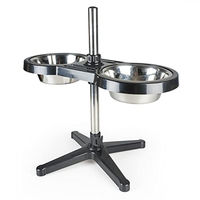 Produktbild von Duvo+ Twin Feeder X-Support Napfständer Größe L mit 2 Edelstahlschüsseln höhenverstellbar Schwarz - 1890 ml