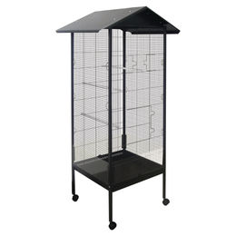 Produktbild von Duvo+ Vogelhaus Veronica grau mit 3 Sitzstangen für Vögel 55x55x161cm