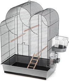 Duvo+ Vogelkäfig Eliza grau/schwarz aus Metall mit Badehaus 54x34x75cm – Bild 1 von 7