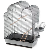 Produktbild von Duvo+ Vogelkäfig Eliza grau/schwarz aus Metall mit Badehaus 54x34x75cm