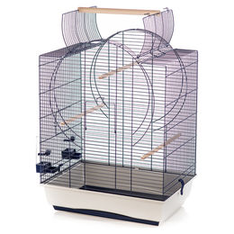 Duvo+ Vogelkäfig Emma für Vögel und Papageien Grau/Blau aus Metall mit offenem Dach und Sitzstange 54x39x72,5cm – Bild 1 von 4