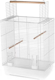 Produktbild von Duvo+ Vogelkäfig für Papageien Weiß 54x34x65,5cm mit Futter- und Trinknapf sowie Sitzstange