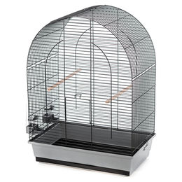 Duvo+ Vogelkäfig Lusi 3 aus Metall für Kanarienvögel und Wellensittiche grau/schwarz 54x34x75cm – Bild 1 von 5