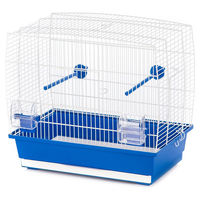 Produktbild von Duvo+ Vogelkäfig Natalia 2 Blau Weiß aus Metall mit Futternapf und Sitzstange 46x28x42cm