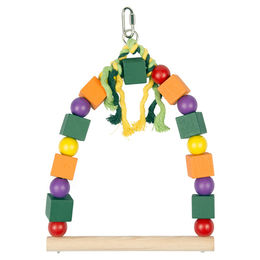 Produktbild von Duvo+ Vogelschaukel aus Holz mit bunten Holzwürfeln und Kugeln für Vögel