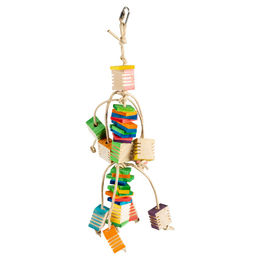 Produktbild von Duvo+ Vogelspielzeug Groovy Holzcluster mit Papierseil für Papageien bunt