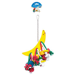 Produktbild von Duvo+ Vogelspielzeug Half A Moon mit Kletterseil und bunten Holzblöcken