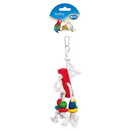 Produktbild von Duvo+ Vogelspielzeug Kletterseil aus Baumwolle mit bunten Holzblöcken für Vögel und Papageien