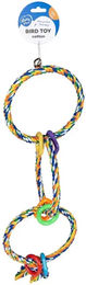 Duvo+ Vogelspielzeug Schaukel aus Baumwolle mit 3 Ringen bunt 60 cm – Bild 1 von 2