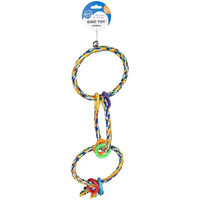 Produktbild von Duvo+ Vogelspielzeug Schaukel aus Baumwolle mit 3 Ringen bunt 60 cm