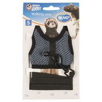 Produktbild von Duvo+ Wanderweste mit Leine und Glöckchen für Nager wie Frettchen und Ratten, Blau/Schwarz, Größe S