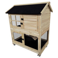 Produktbild von Duvo+ Woodland Flappy Pinus Kaninchenstall aus Holz mit Rollen 98x65x113 cm