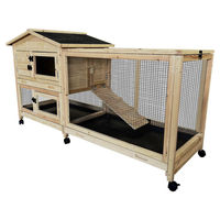 Produktbild von Duvo+ Woodland Hoppy Pinus Kaninchenstall aus Holz mit Rollen und 2 Ebenen Auslauf 157x57x85 cm