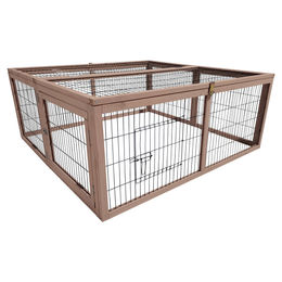 Duvo+ Woodland Jumper Forest Kaninchenstall für Kaninchen und Meerschweinchen aus Holz in Taupe 120x120x48cm – Bild 1 von 4