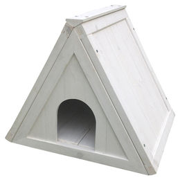 Duvo+ Woodland Kleintierhaus Cottage Dreiecksform aus Holz in Weiß 52x42x42 cm – Bild 1 von 3