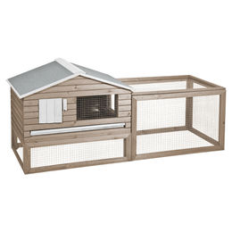 Duvo+ Woodland Snoozer Cottage Kaninchenstall aus Holz in Beige und Braun 161x60x73cm – Bild 1 von 9