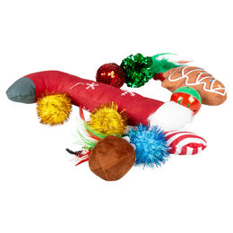 Duvo+ Xmas Geschenktasche mit 10 bunten Katzenspielzeugen aus Plüsch und Katzenminze – Bild 1 von 5