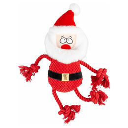 Produktbild von Duvo+ Xmas Hundespielzeug Weihnachtsmann als Plüschspielzeug mit Seil in Rot und Bunt für alle Altersstufen