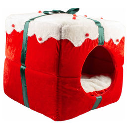 Duvo+ Xmas Katzenhöhle aus Plüsch Rot für Katzen – Bild 1 von 5