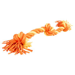 Produktbild von Duvo+ Zahnpflegeseil aus Sweaterstoff mit 3 Knoten für Welpen in Orange/Gelb