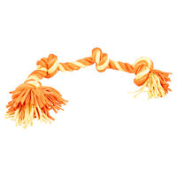 Produktbild von Duvo+ Zahnpflegeseil aus Sweaterstoff mit 4 Knoten für Welpen in Orange/Gelb