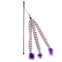 Produktbild von Duvoplus Catchy Katzenangel mit Plüsch-Schwanz, Ball und Federn, Lila/Weiß, 44 x 8 x 3,5 cm