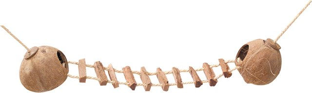 Duvoplus Coconut Holzhaus mit Leiter und Kletterseil als Knabberspielzeug für Kleintiere - 2 x 13 cm – Bild 1 von 3