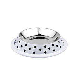 Produktbild von Duvoplus Deco Fix Dots Futternapf für Hunde und Katzen, Edelstahl, Weiß, 1000 ml, Größe L - 1000 ml
