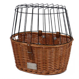 Duvoplus Fahrradkorb Provence aus Weide in Braun mit Kissen und Schutzgitter für Hundetransport 35 x 55 x 49 cm – Bild 1 von 2