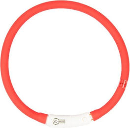 Duvoplus Flash LED-Leuchthalsband aus Nylon mit USB-Ladefunktion rot Größe M – Bild 1 von 2
