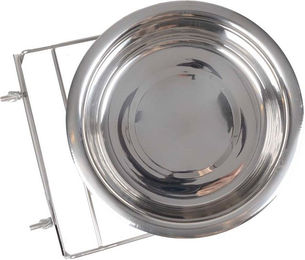 Duvoplus Fressnapf für Vögel aus Edelstahl in Silber XL mit 2 Schrauben – Bild 1 von 3