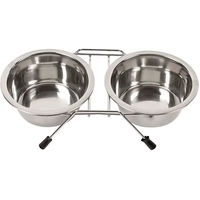 Produktbild von Duvoplus Futternapf für Hunde und Katzen aus Edelstahl mit Metalldrahtgestell Silber Größe M