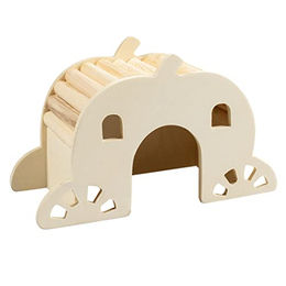 Duvoplus Holzhaus mit Brücke S für kleine Nagetiere wie Hamster Maus und Kaninchen Braun 15 x 7 x 9 cm – Bild 1 von 1