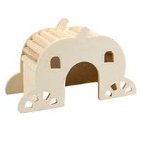 Produktbild von Duvoplus Holzhaus mit Brücke S für kleine Nagetiere wie Hamster Maus und Kaninchen Braun 15 x 7 x 9 cm