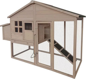 Duvoplus Hühnerstall Tillie Forest aus Holz in Taupe 188 x 70 x 117 cm – Bild 1 von 2