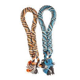 Produktbild von Duvoplus Hundespielzeug Tauspielzeug aus Baumwolle mit Knoten Blau/Orange 90 cm - 90 cm