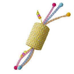 Produktbild von Duvoplus Jolly Rolle KatzenSpielzeug Gelb mit Seilen aus Leder 22 x 4,5 x 4,5 cm