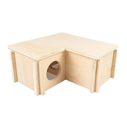 Produktbild von Duvoplus Nagerhaus L-Bungalow aus Holz für Hamster und Mäuse 24 x 24 x 11 cm