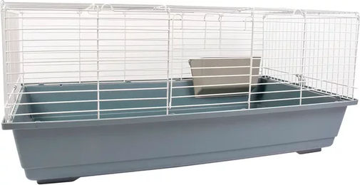 Produktbild von Duvoplus Scully Hamsterkäfig aus Kunststoff für Hamster Kaninchen und Meerschweinchen in Weiß und Grau