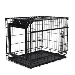 Produktbild von Duvoplus Topline Hundetransportbox aus Eisen mit Schiebetür faltbar Schwarz 91 x 61 x 69 cm