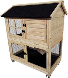 Produktbild von Duvoplus Woodland Nagergehege aus Holz mit Rollen für Kaninchen und Nagetiere