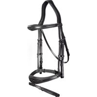 Produktbild von Dy'on Anatomische Leder Trense mit kombiniertem Reithalfter Schwarz für Warmblut