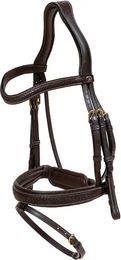 Produktbild von Dy'on Anatomisches Reitzaumzeug mit geflochtenem Nasenriemen und Zug aus Leder Braun XL