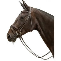 Produktbild von Dy'on Breitnasenbridle Trense mit kombiniertem Grubber aus lackiertem Leder Braun für Vollblut